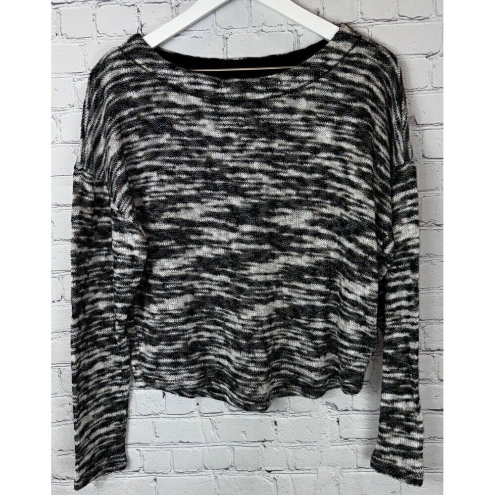 by ANTHROPOLOGIE Women’s Black Gray Marled Knit Boxy Sweater Size Medium